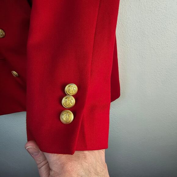 Pendleton Suit Coat Women's 8 Red Wool Gold Button Double Breasted Career Preppy - Picture 8 of 12